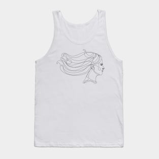 Girl portrait in profile lineart Tank Top